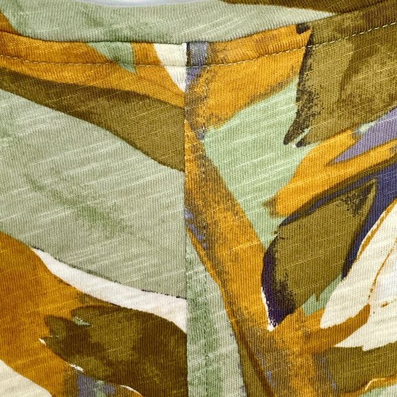 Rachel Zoe 100% Cotton Flutter SleeveTop | 3X | Multi-Color Abstract Leaf Print - Picture 7 of 12